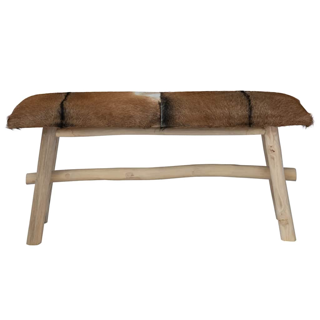 Bänk getskinnsläder teak