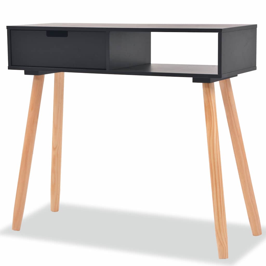 Konsolbord massiv furu 80x30x72 cm svart