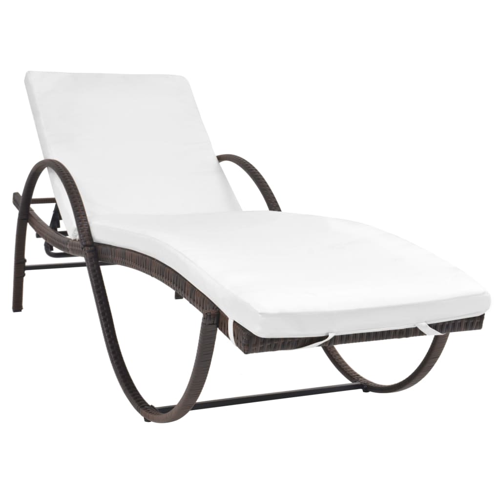 Solsängar 2 st med bord konstrotting brun