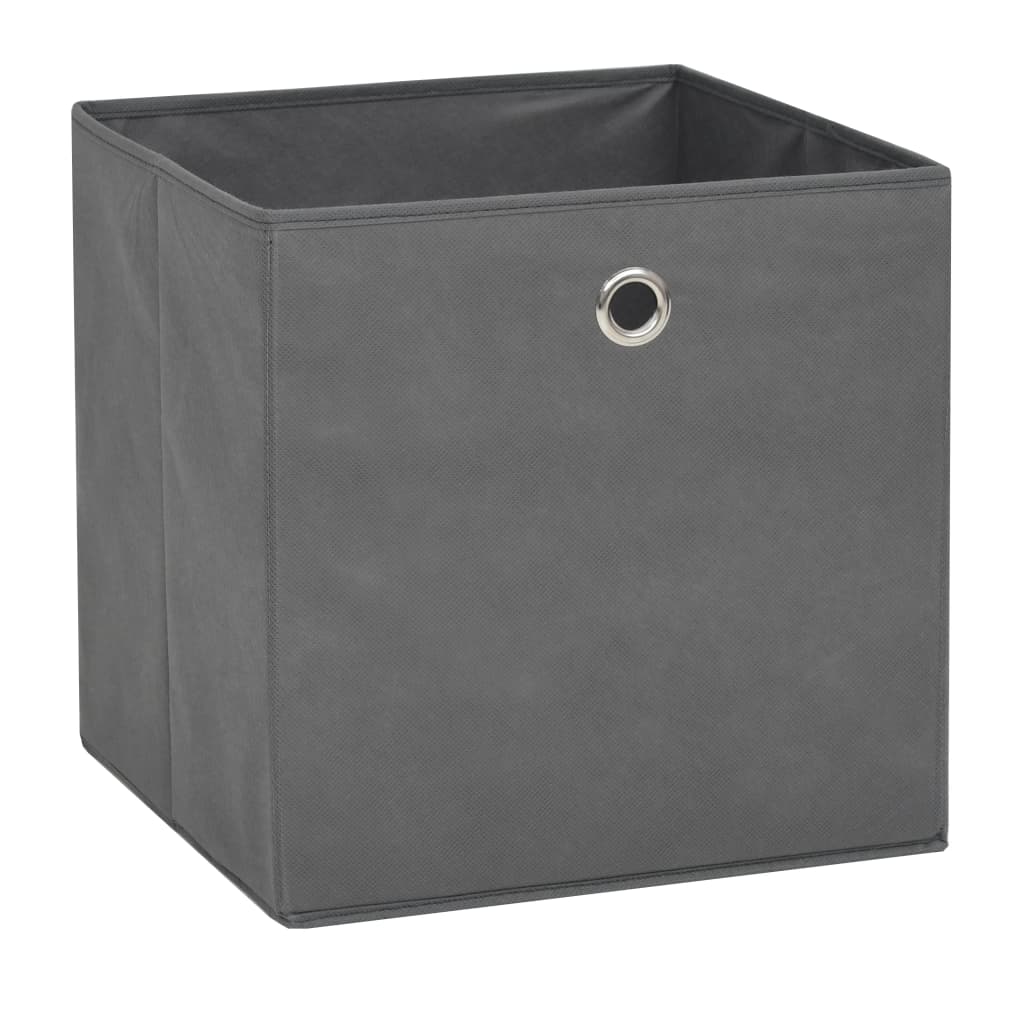 Förvaringslådor 10 st non-woven tyg 32x32x32 cm grå