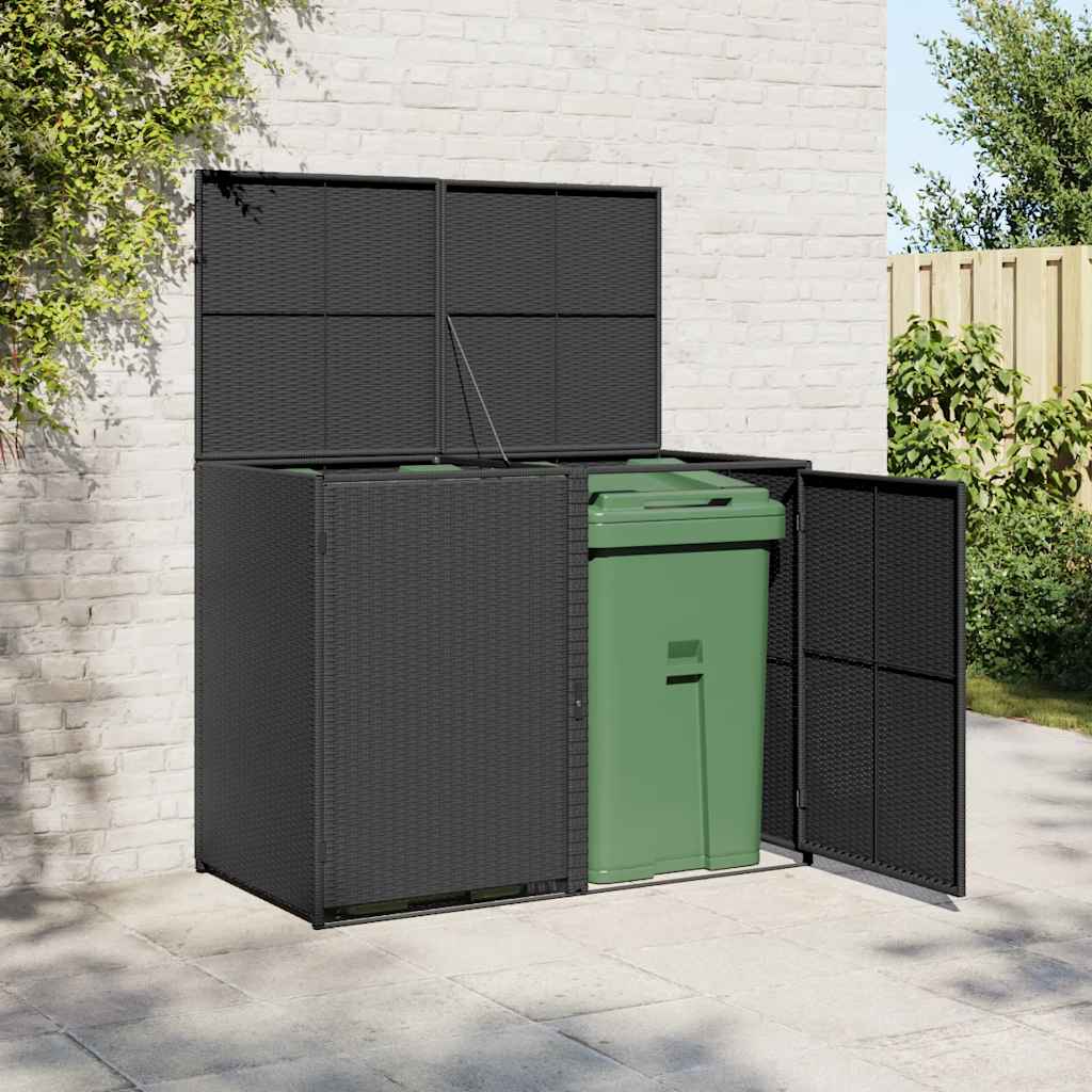 Skjul för 2 soptunnor konstrotting 148x80x111 cm svart