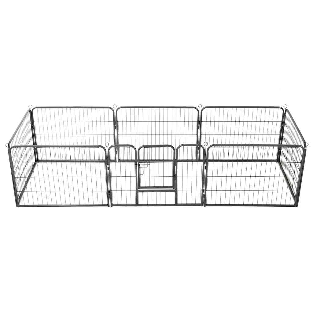 Hundhage 8 paneler stål 60x80 cm svart