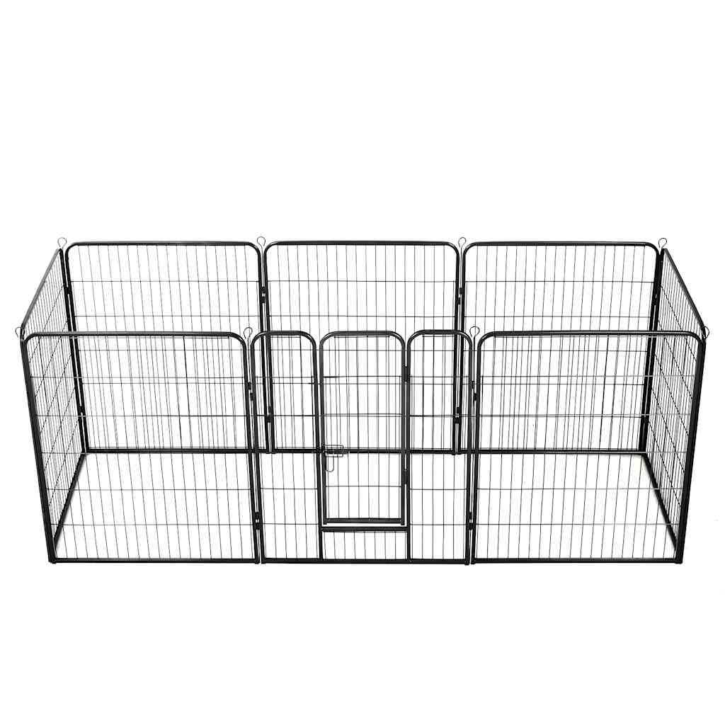 Hundhage 8 paneler stål 80x100 cm svart