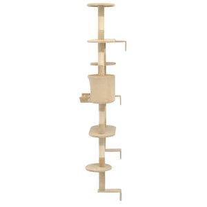 Katträd väggmonterat med klöspelare i sisal 194 cm beige