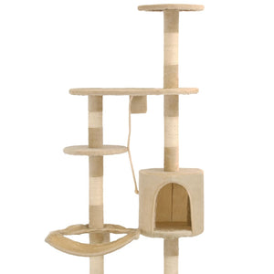 Katträd väggmonterat med klöspelare i sisal 194 cm beige