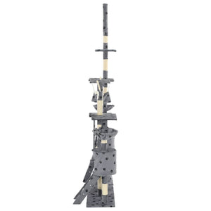 Katträd med klöspelare i sisal 230-250 cm tassavtryck grå