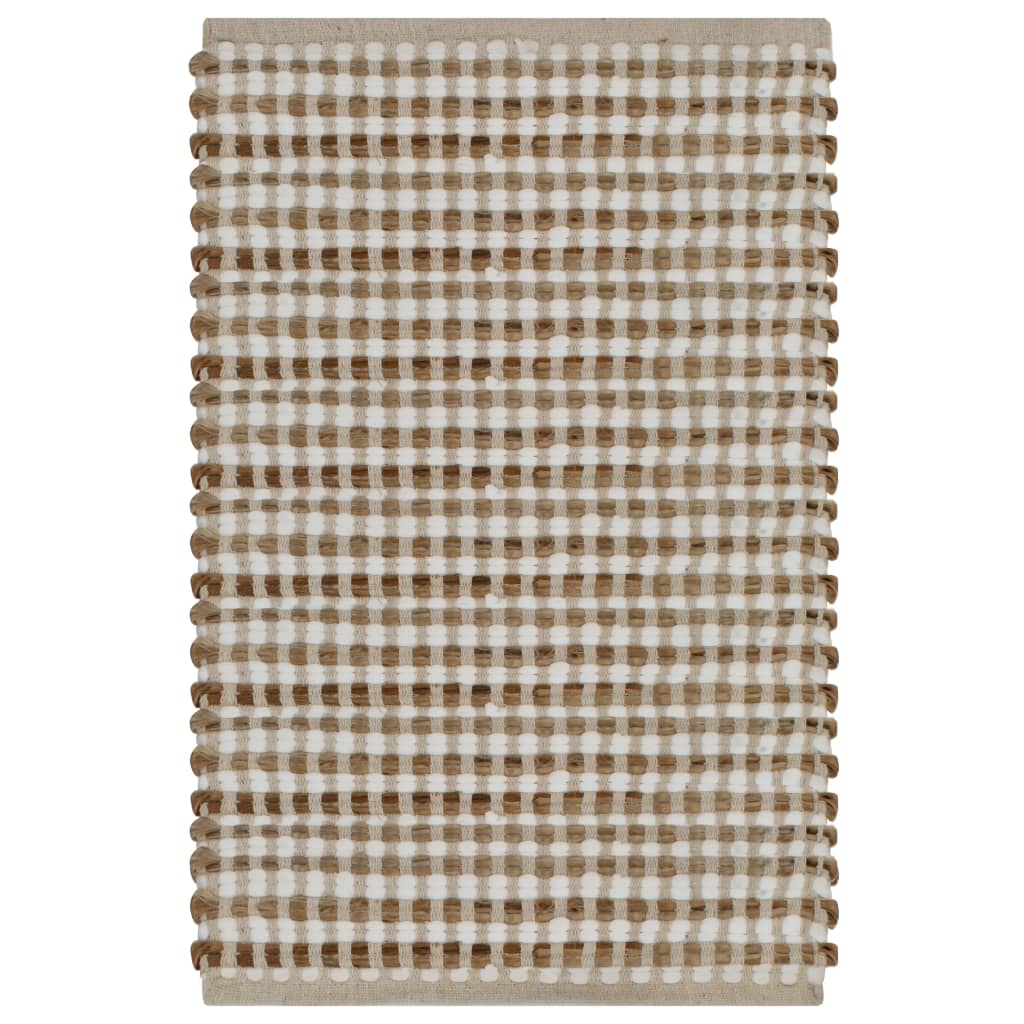 Badrumsmattor handvävd jute beige och vit