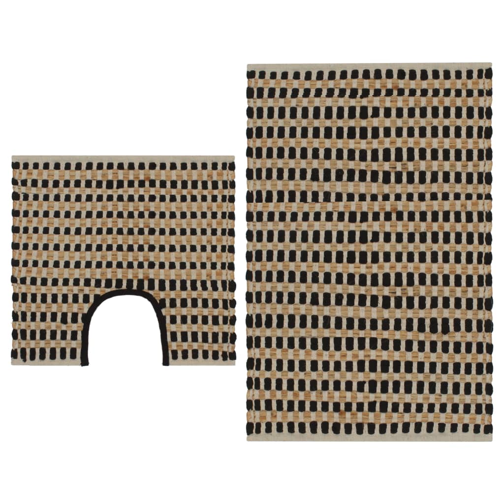 Badrumsmattor handvävd jute beige och svart