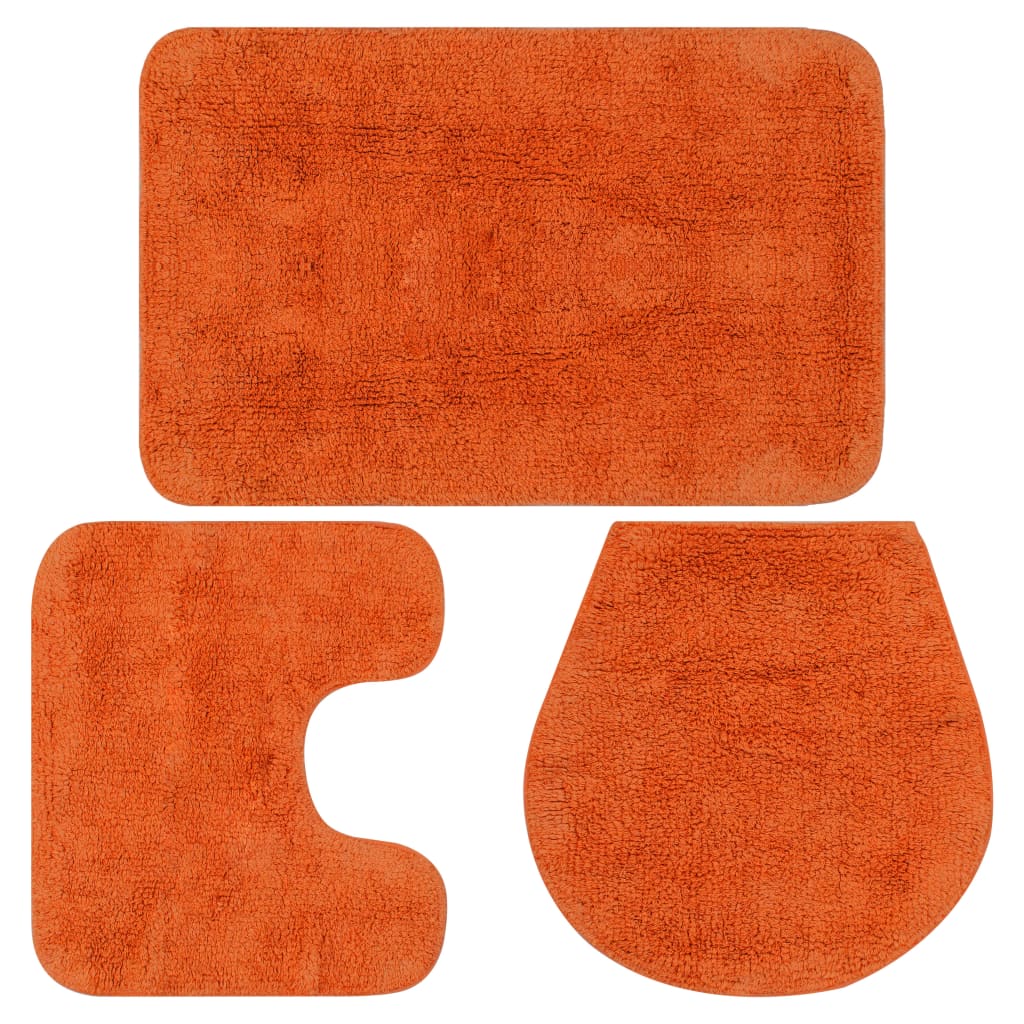 Badrumsmattor 3 st tyg orange