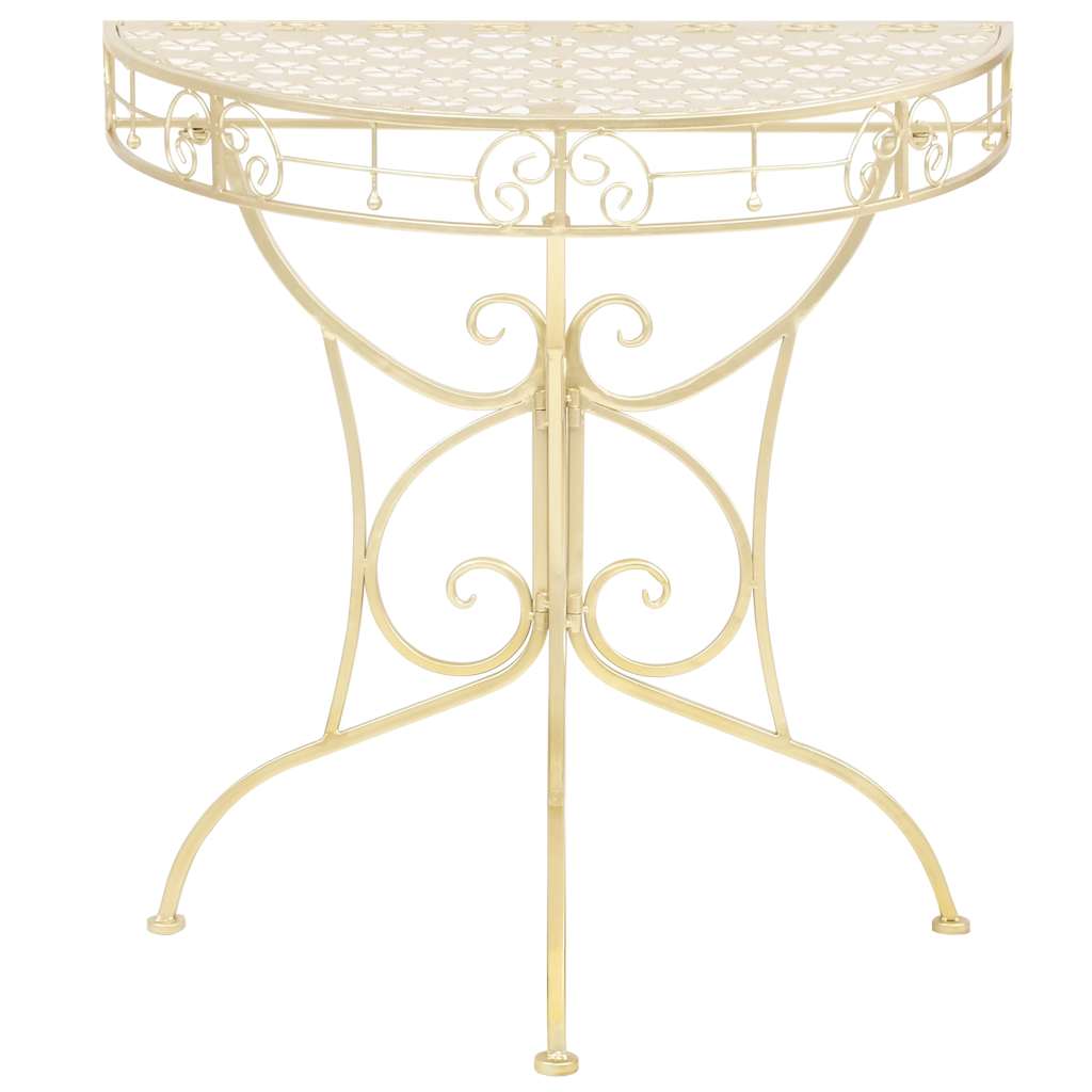 Sidobord vintage stil halvrunt metall 72x36x74 cm guld