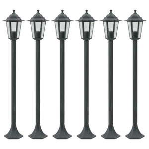 Lyktstolpar för trädgård 6 st E27 110 cm aluminium mörkgrön