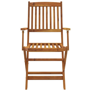 Hopfällbar matgrupp för trädgården 5 delar massivt akaciaträ