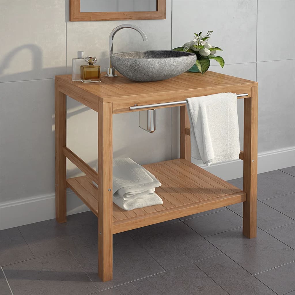 Badrumsunderskåp massiv teak 74x45x75 cm