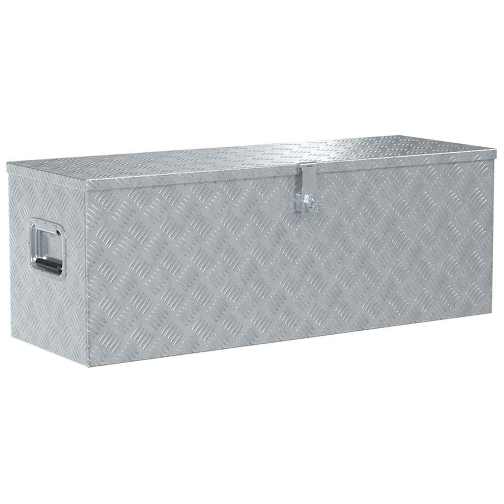 Förvaringslåda aluminium 110,5x38,5x40 cm silver