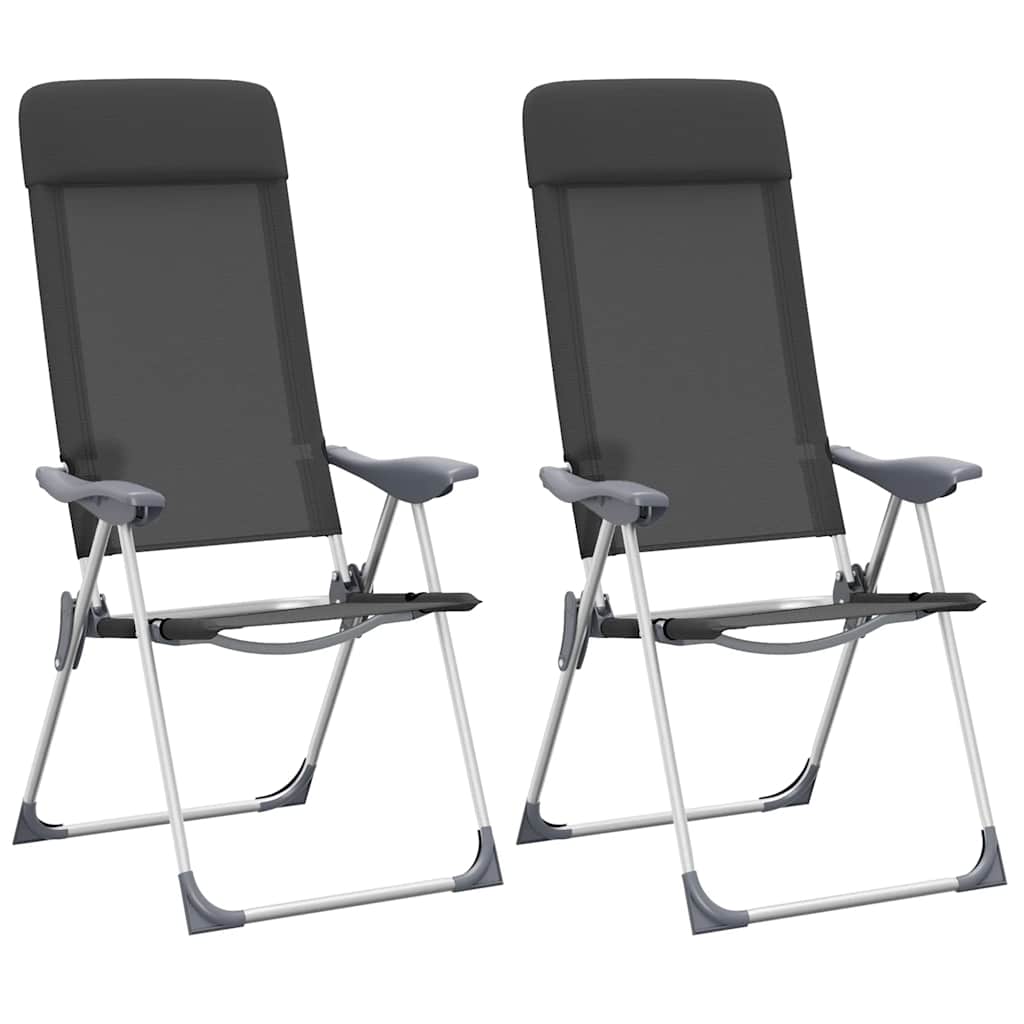 Hopfällbara campingstolar 2 st aluminium svart