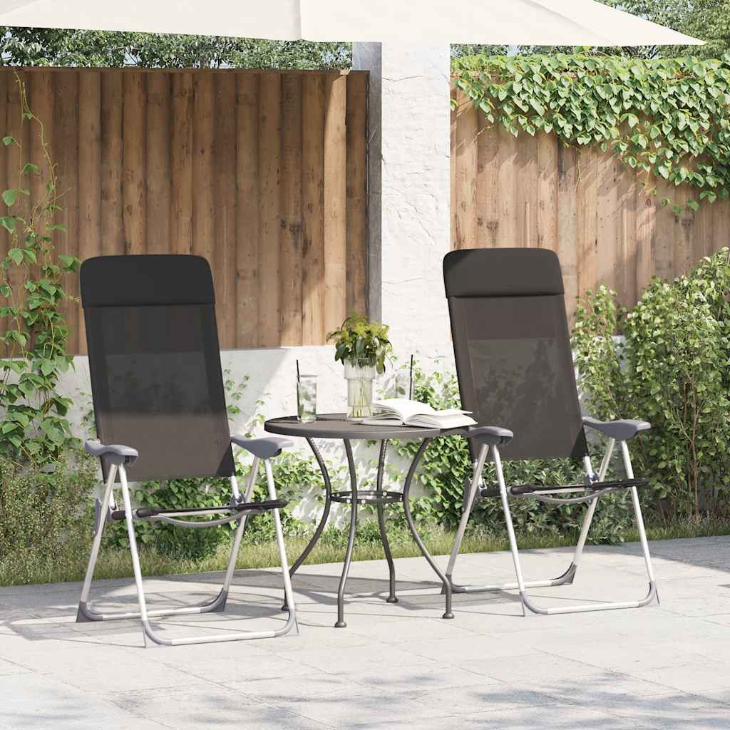 Hopfällbara campingstolar 2 st aluminium svart