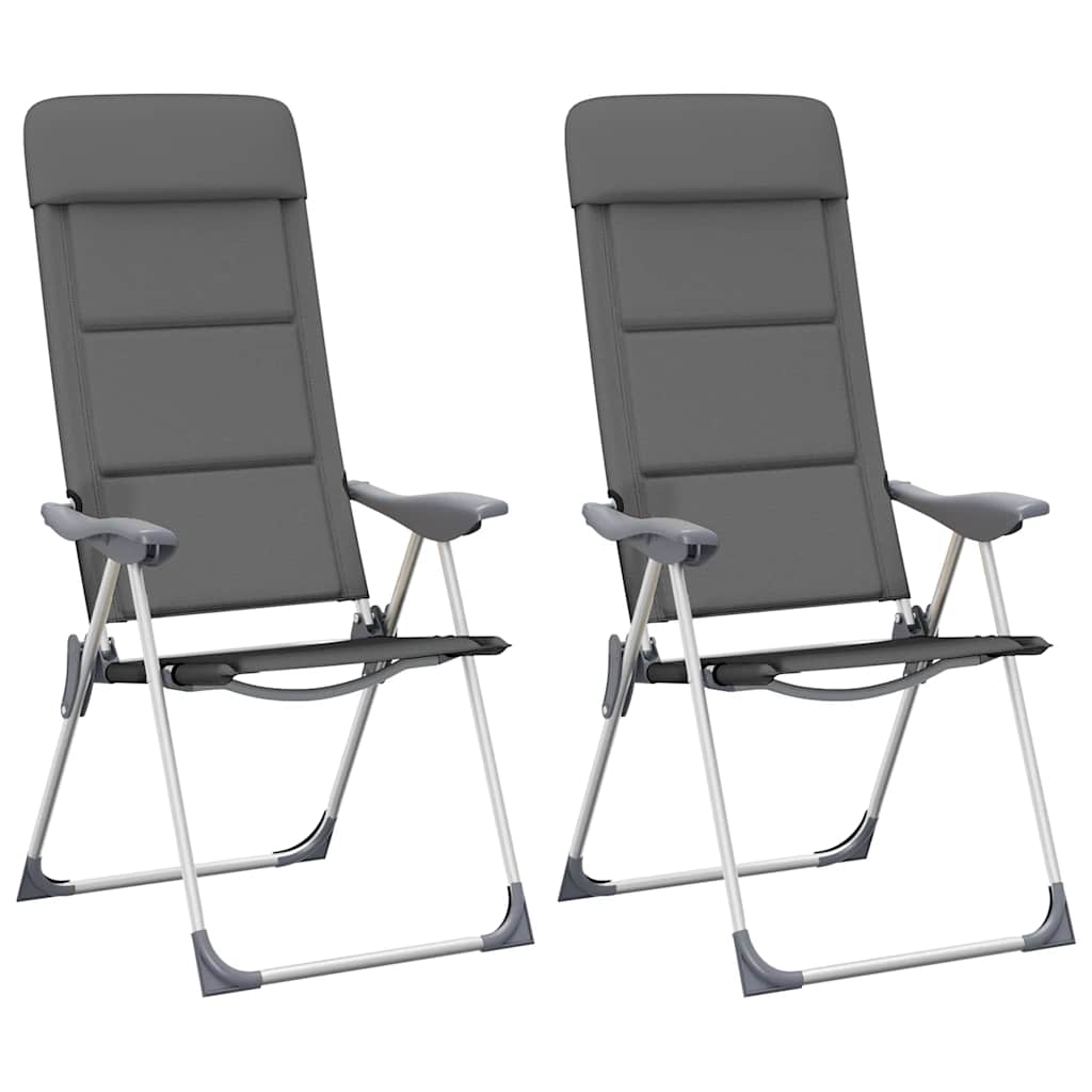 Campingstolar 2 st grå 58x69x111 cm aluminium
