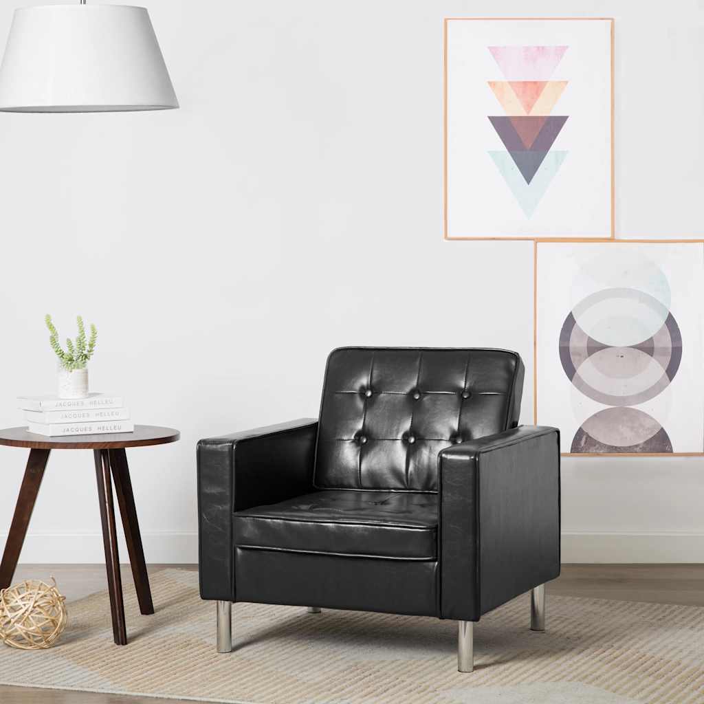 Fåtölj svart 75x70x75 cm konstläder