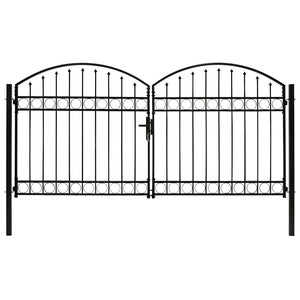 Dubbelgrind med välvd topp 300x125 cm stål svart