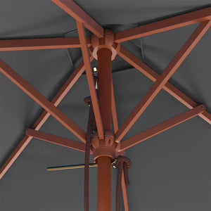 Trädgårdsparasoll med trästång 150x200 cm antracit