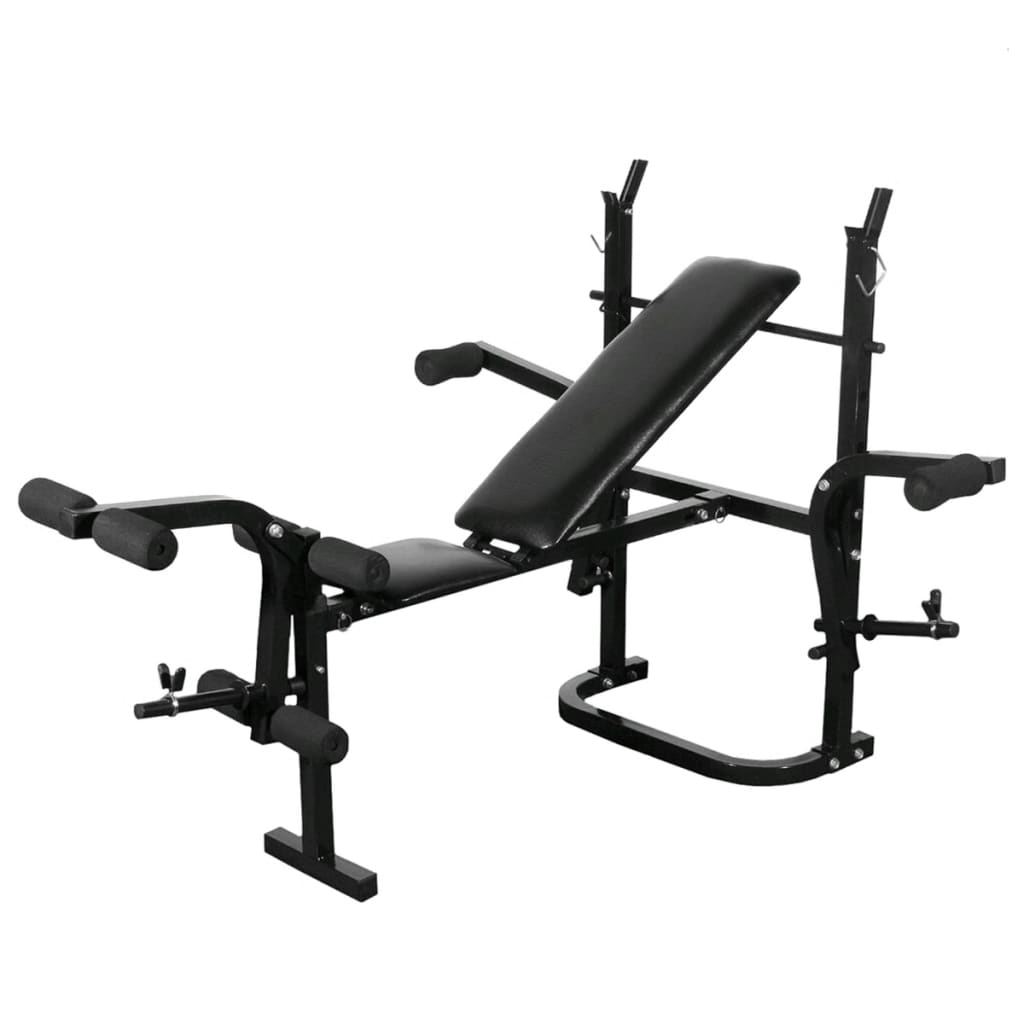Viktbänk set med viktställning skivstång och hantlar 120 kg