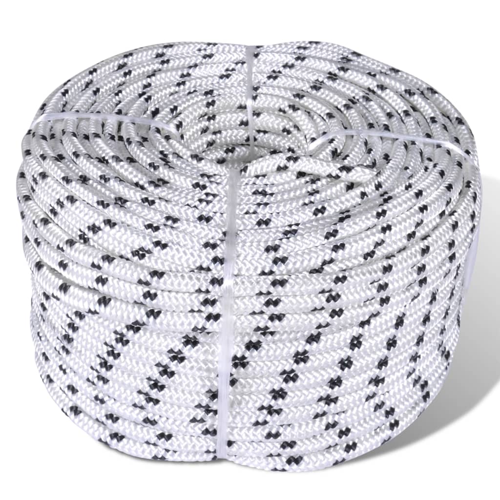 Båtlina flätad 6 mm x 250 m polyester vit