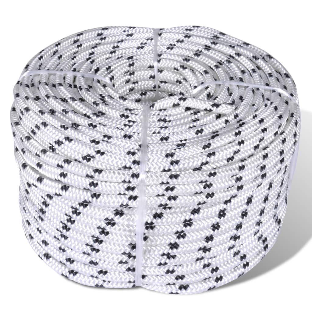 Båtlina flätad 12 mm x 250 m polyester vit