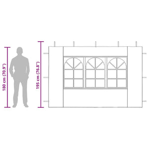 Sidoväggar till partytält 2 st med fönster PE antracit