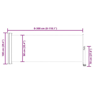 Infällbar sidomarkis 100 x 300 cm svart