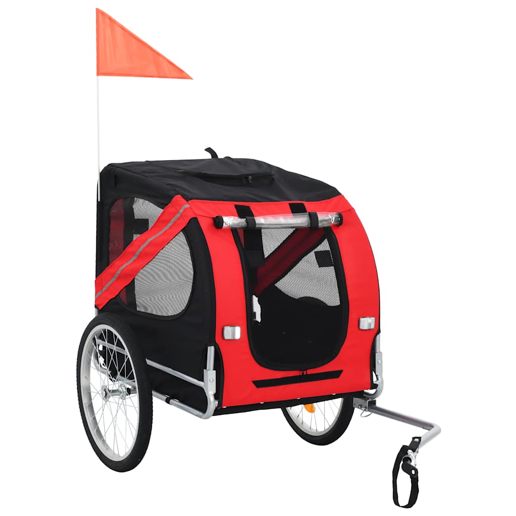 Cykelvagn för djur röd och svart