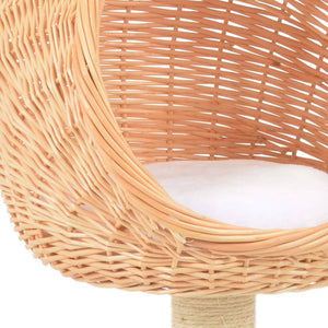 Katträd med klöspelare i sisal & naturlig pil