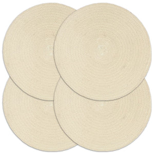 Bordstabletter 4 st naturlig 38 cm rund bomull