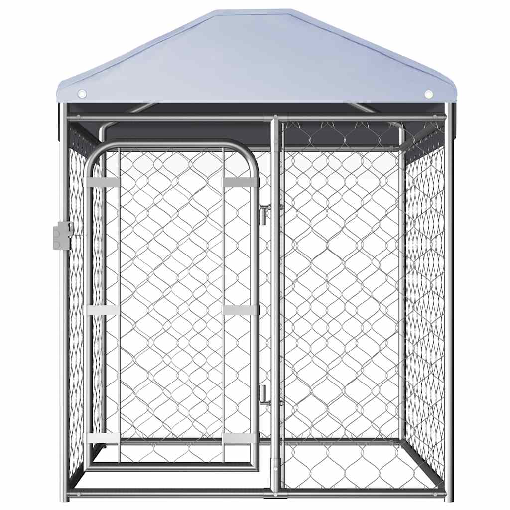 Hundgård med tak för utomhusbruk 100x100x125 cm