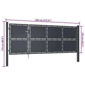 Trädgårdsgrind stål 350x125 cm antracit
