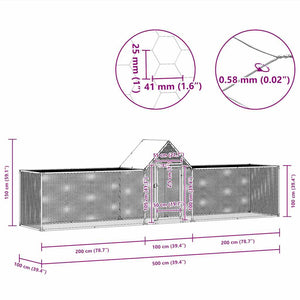 Hönsbur 5x1x1,5 m galvaniserat stål