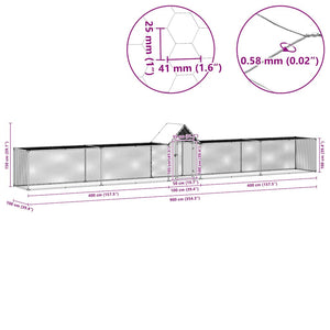 Hönsbur 9x1x1,5 m galvaniserat stål