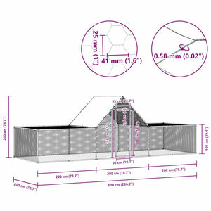 Hönsbur 6x2x2 m galvaniserat stål