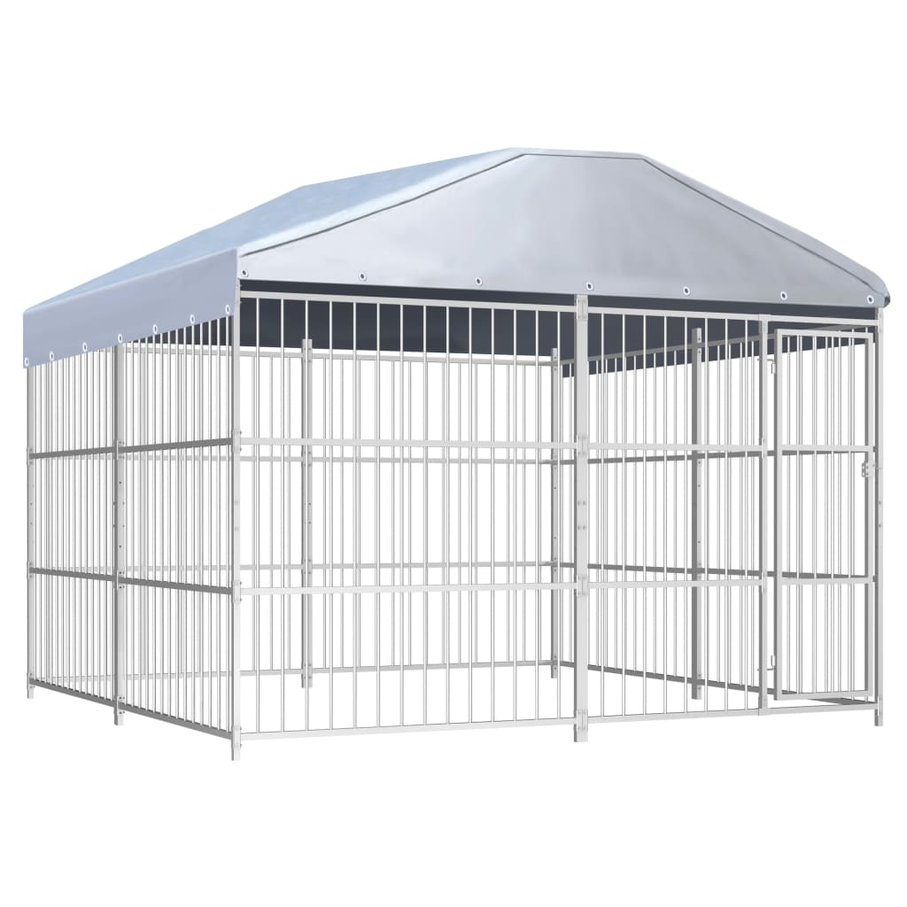 Hundgård för utomhusbruk med tak 300x300x200 cm
