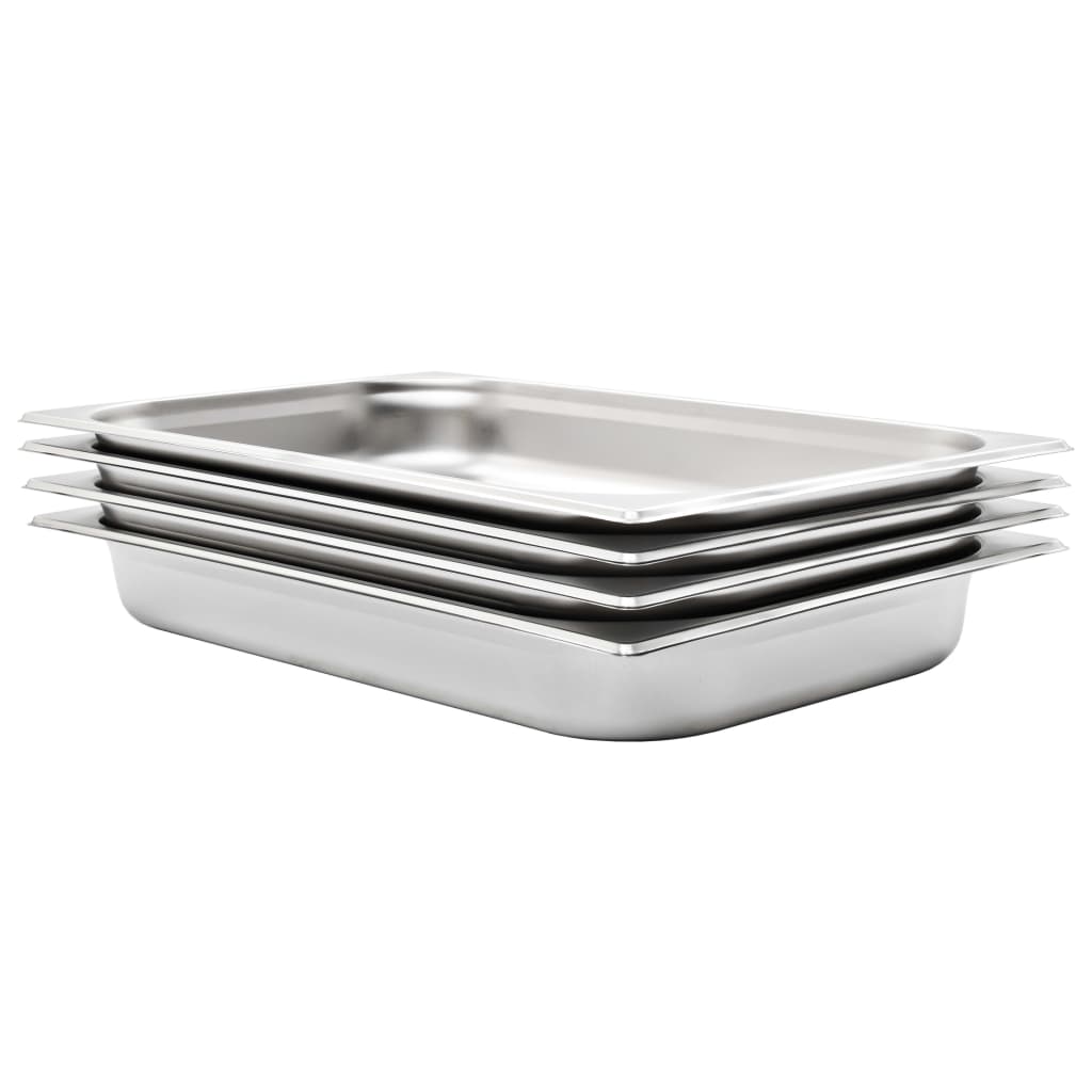 Gastronormkantiner 4 st GN 1/1 65 mm rostfritt stål