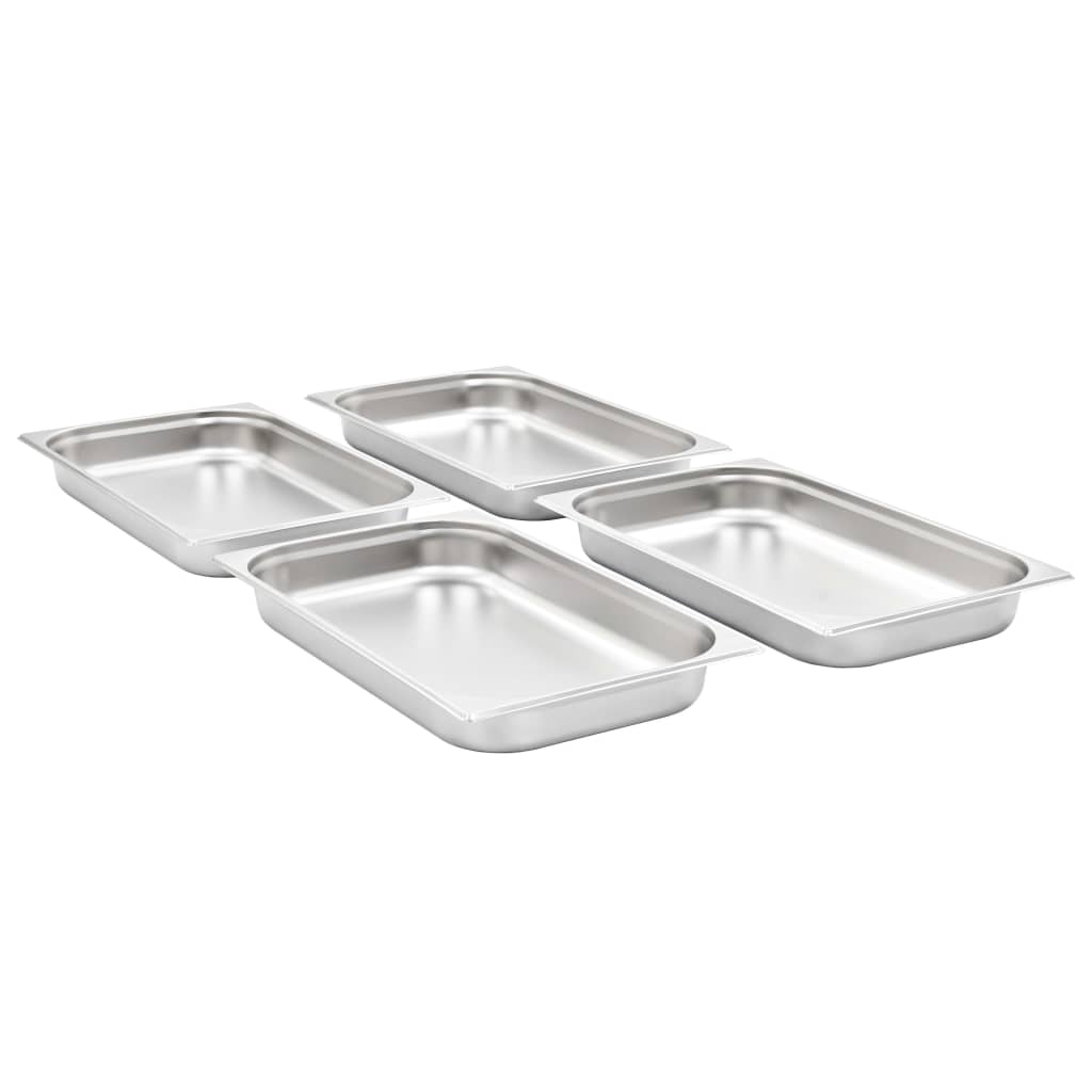 Gastronormkantiner 4 st GN 1/1 65 mm rostfritt stål