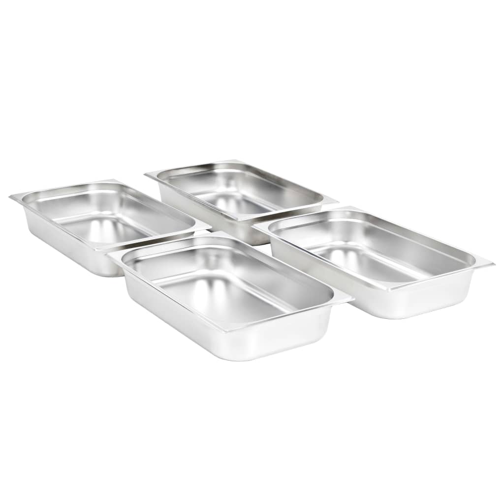 Gastronormkantiner 4 st GN 1/1 100 mm rostfritt stål