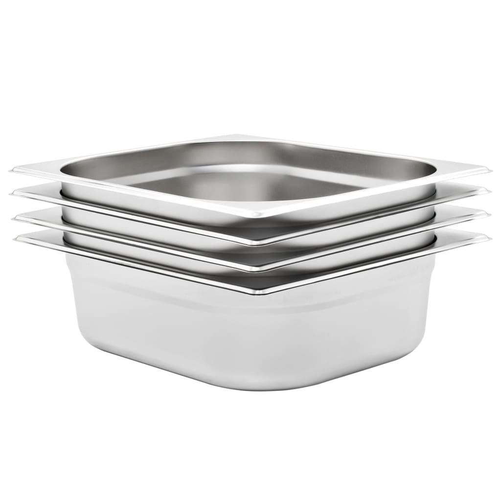Gastronormkantiner 4 st GN 1/2 100 mm rostfritt stål