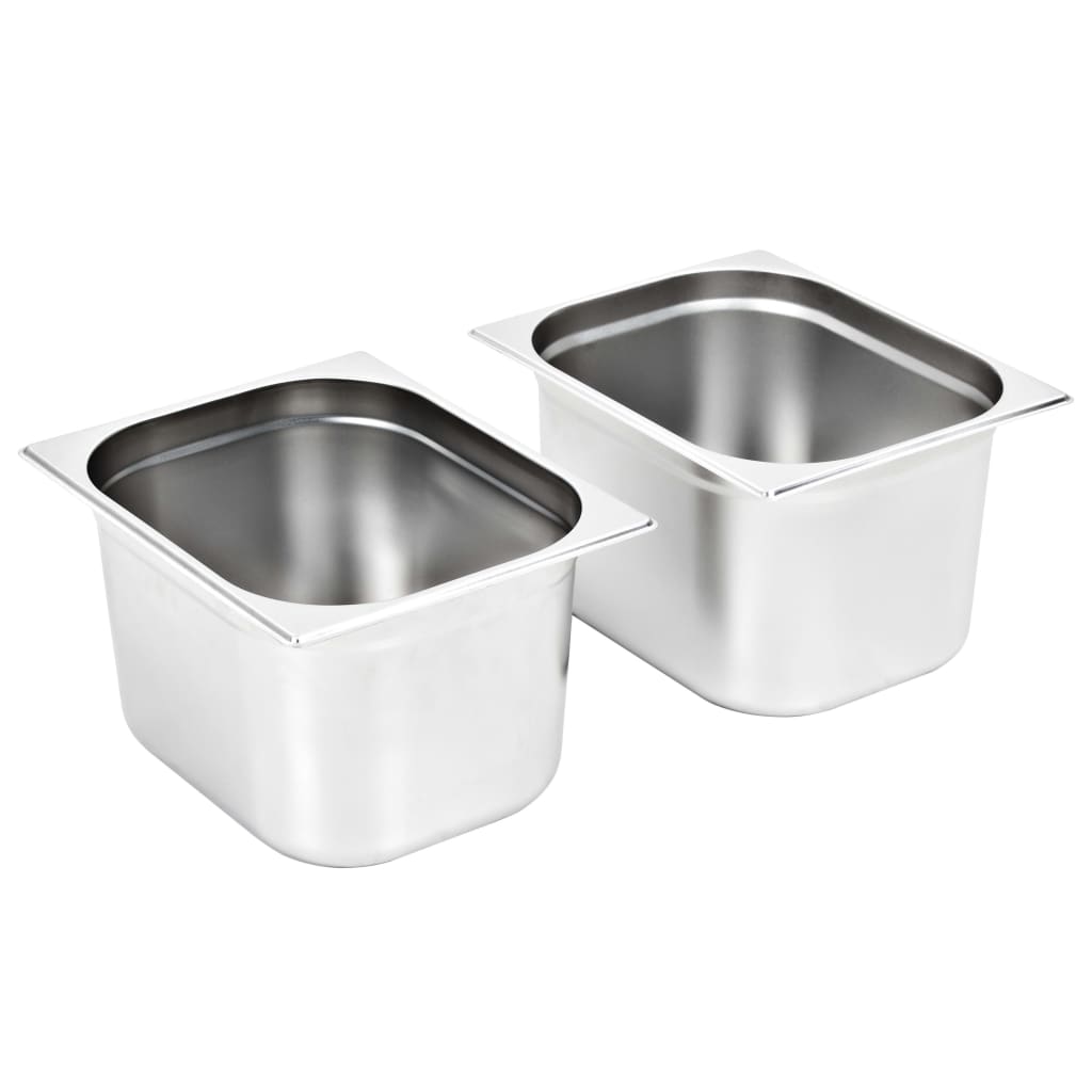Gastronormkantiner 2 st GN 1/2 200 mm rostfritt stål