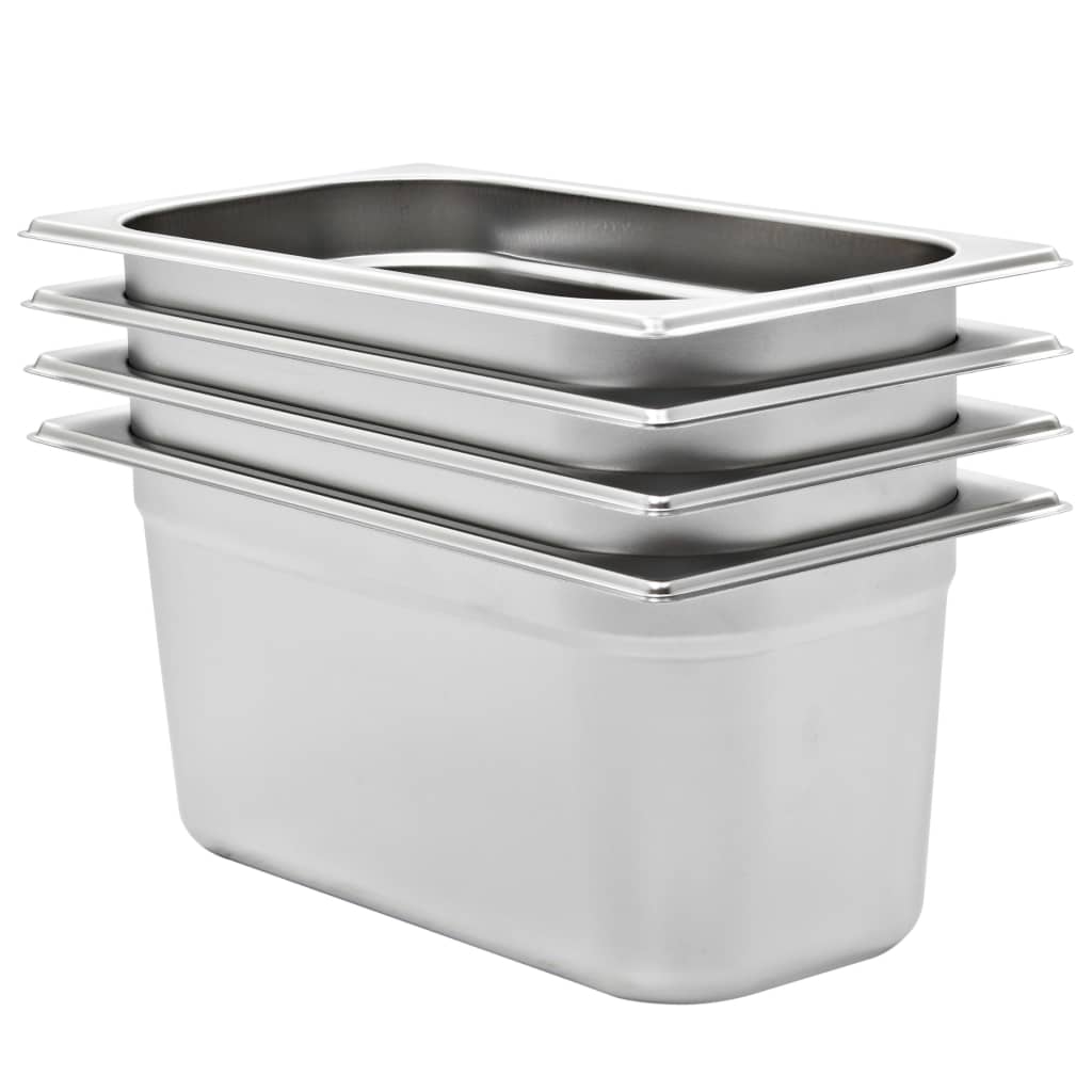 Gastronormkantiner 4 st GN 1/3 150 mm rostfritt stål