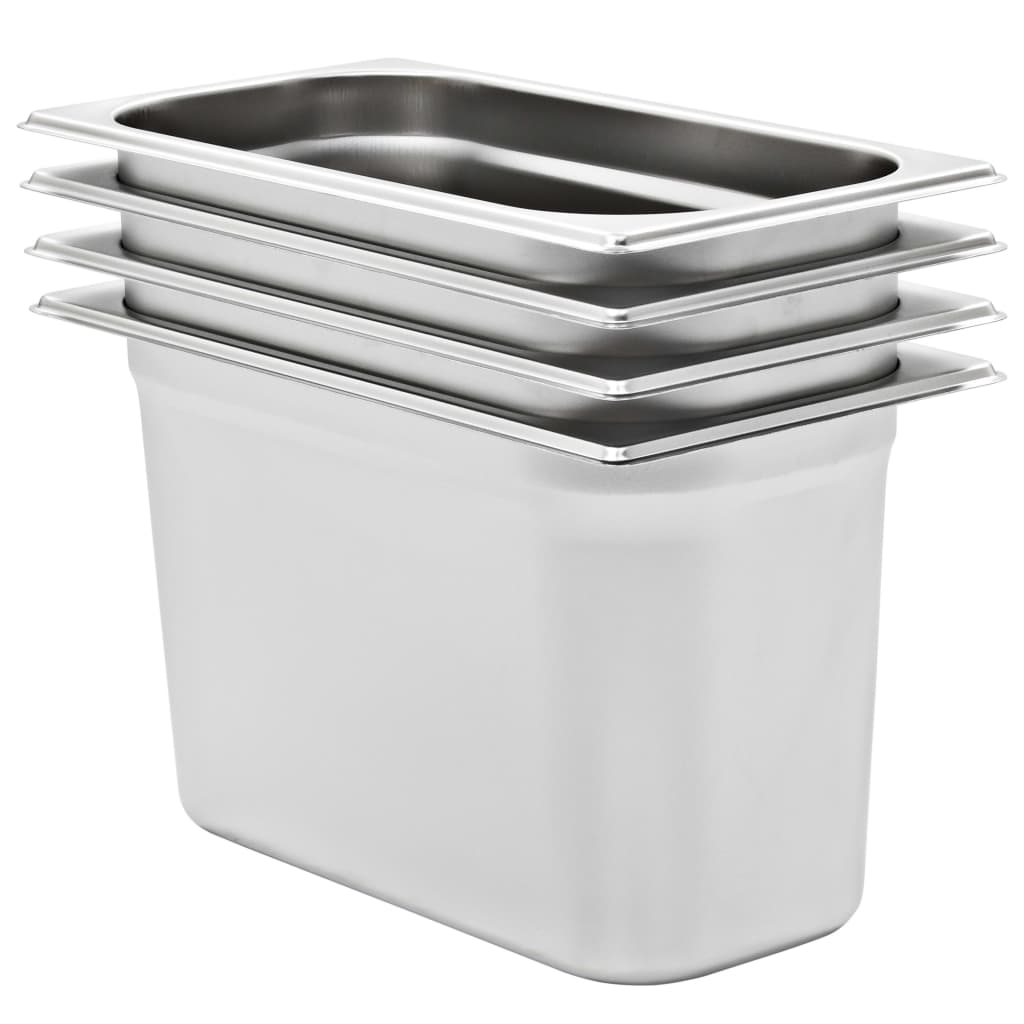 Gastronormkantiner 4 st GN 1/3 200 mm rostfritt stål