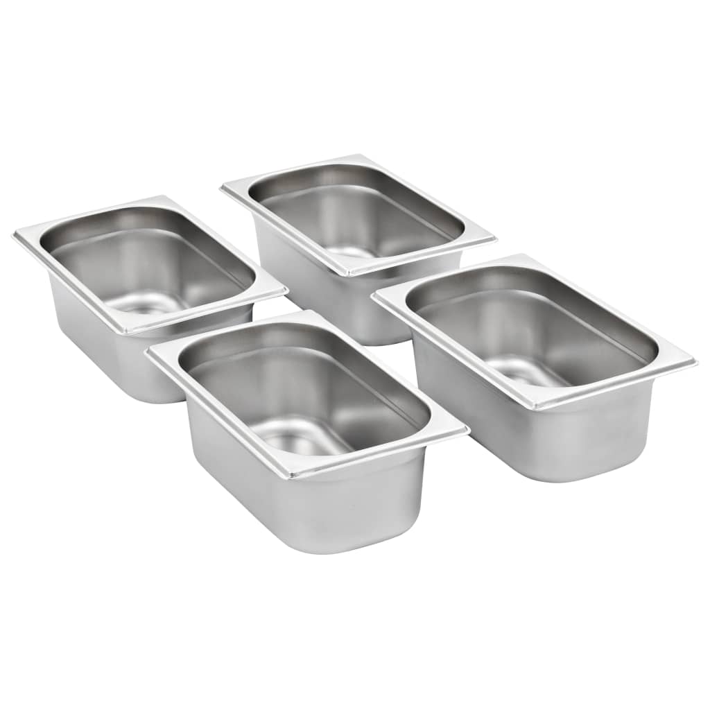 Gastronormkantiner 8 st GN 1/4 100 mm rostfritt stål