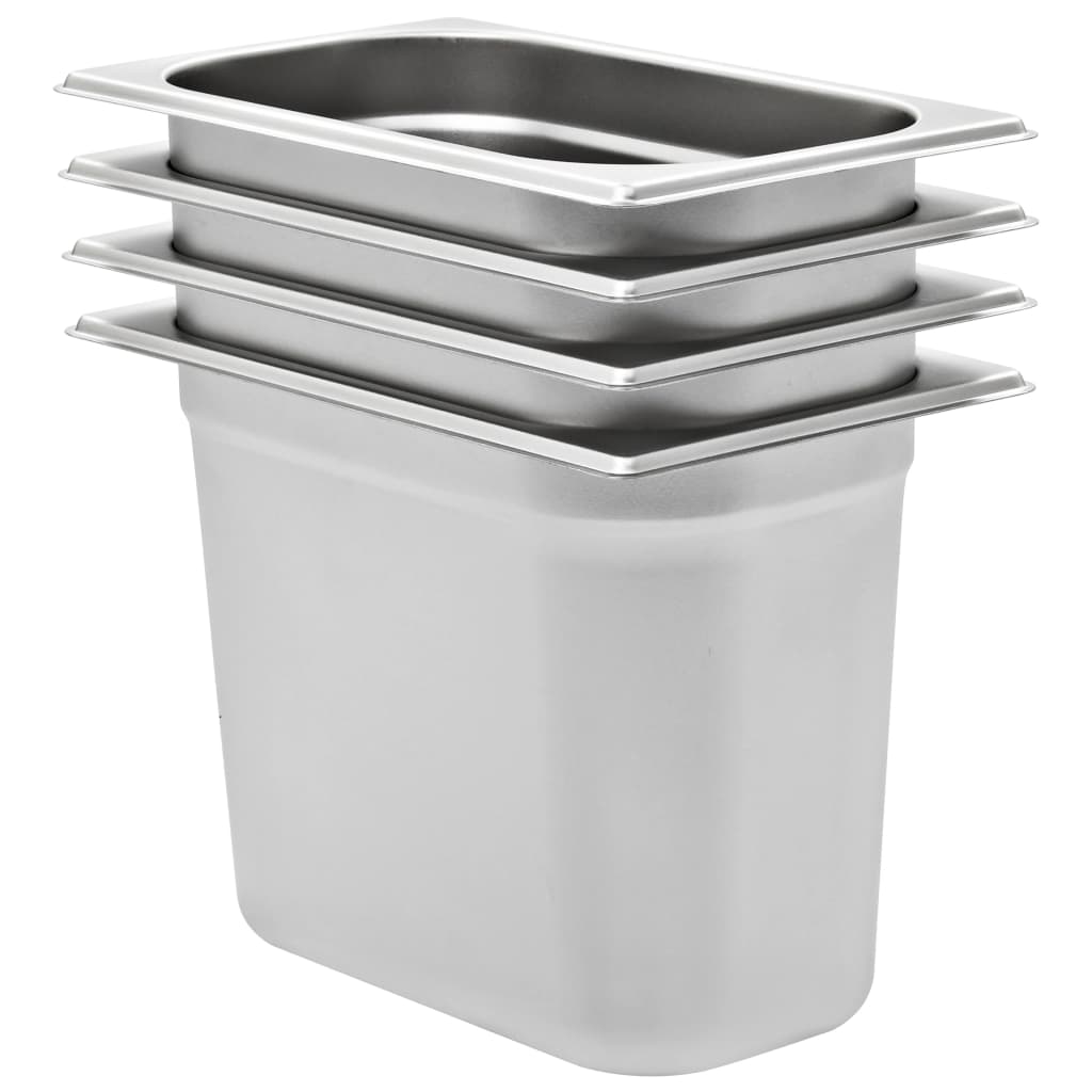 Gastronormkantiner 4 st GN 1/4 200 mm rostfritt stål