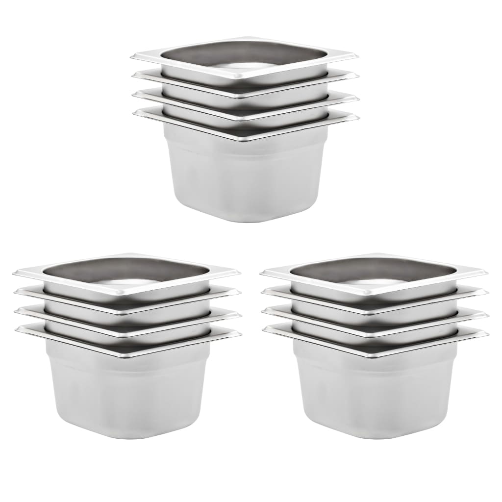 Gastronormkantiner 12 st GN 1/6 100 mm rostfritt stål
