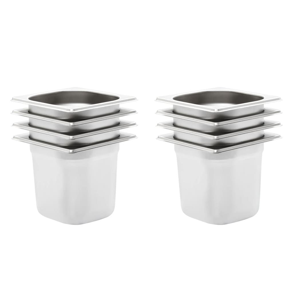 Gastronormkantiner 8 st GN 1/6 150 mm rostfritt stål