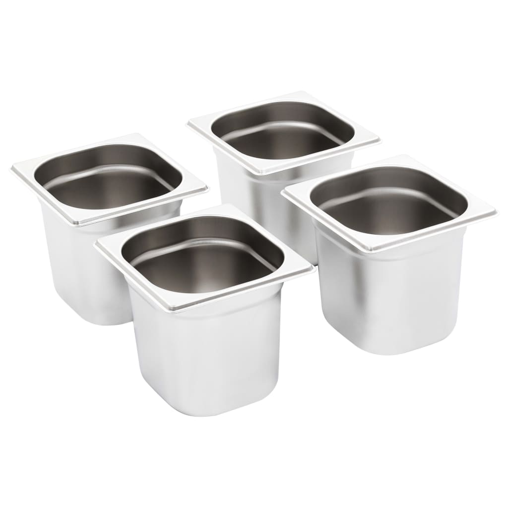 Gastronormkantiner 8 st GN 1/6 150 mm rostfritt stål